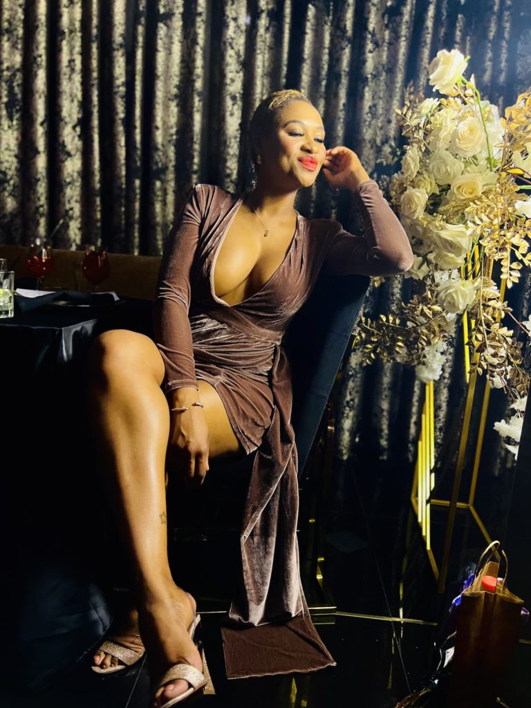 woman posing in a dress